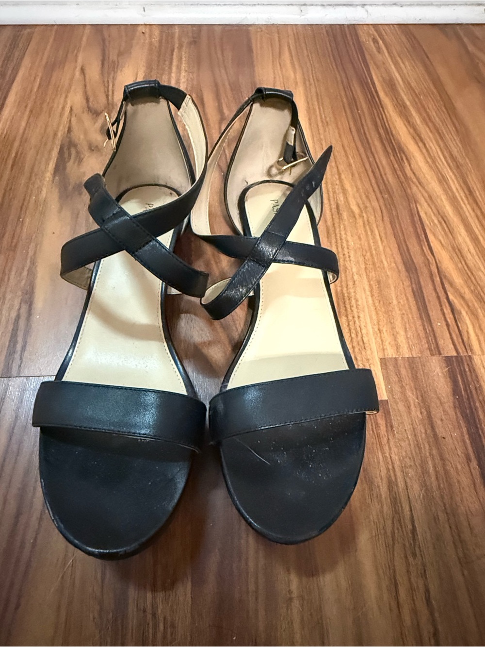 Pashion Footwear Black Crisscross Ankle Strap Heels